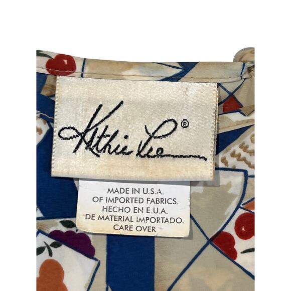 Kathy Lee Vintage Letters & Fruit Blouse Women's Size 12 Shoulder Pads 80s 90s - Picture 3 of 8